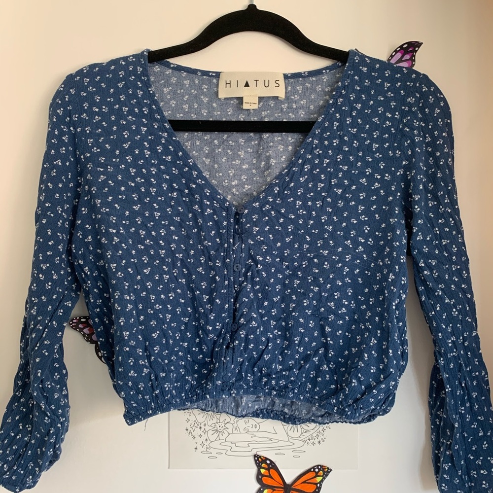 Blue Flowy Crop Top (HIATUS)